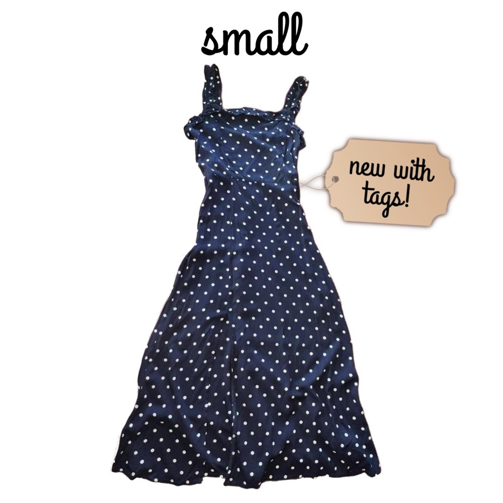 Francesca’s Ginger Ruffled Polka Dot Midi Dress